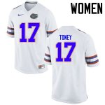 Women's Florida Gators #17 Kadarius Toney NCAA Nike White Authentic Stitched College Football Jersey EAA5862ID